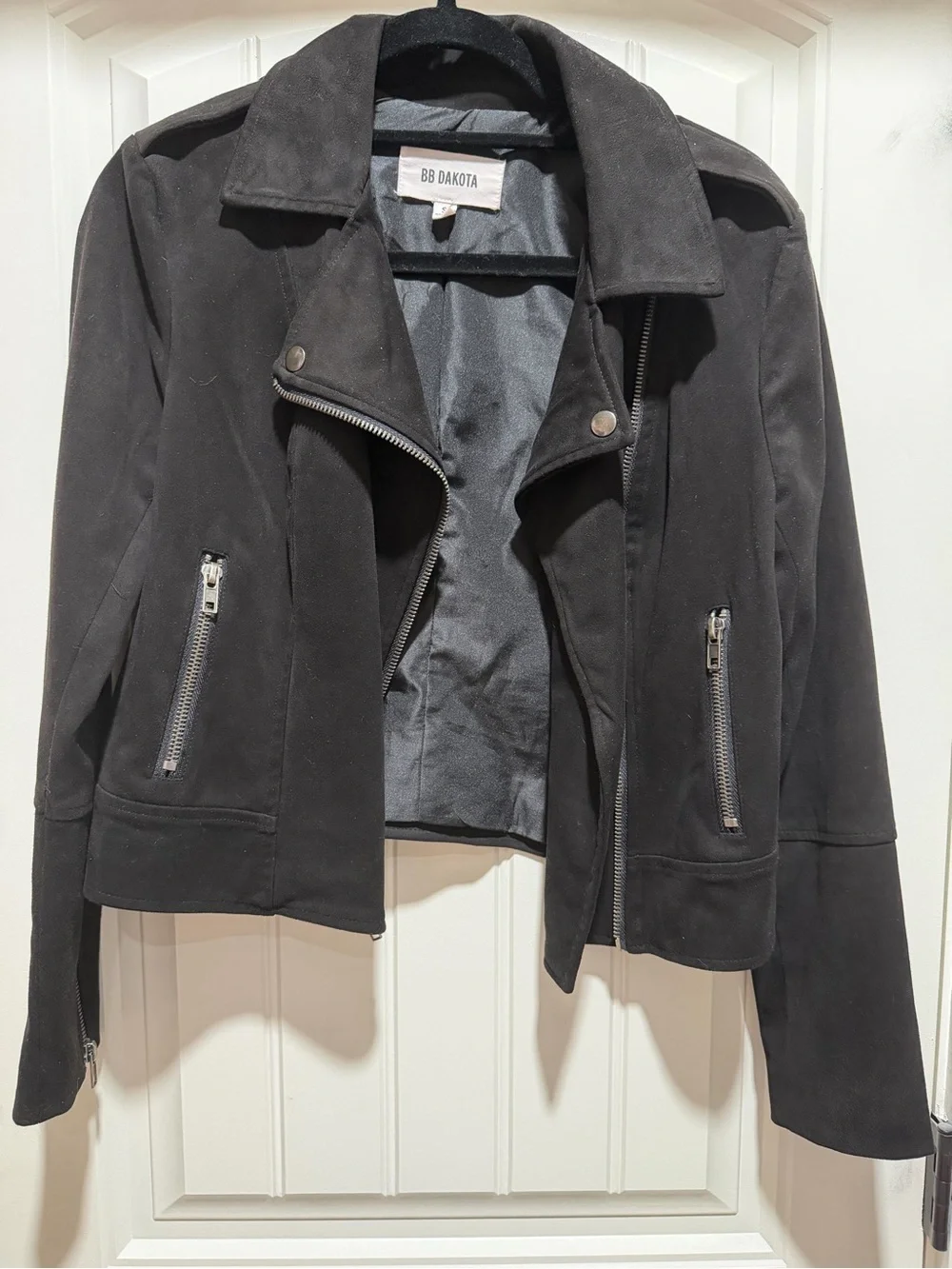 BB Dakota Not Your Baby Faux Suede Moto Jacket - Black - S